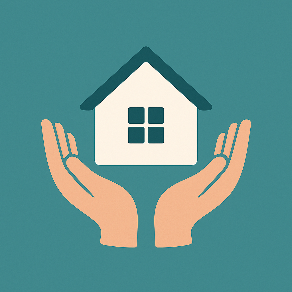 Open hands holding a home